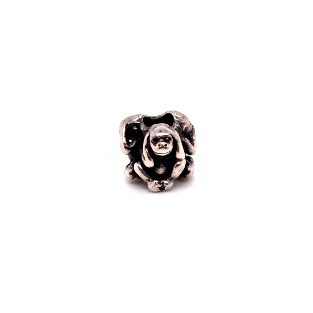Trollbeads Three Monkeys Bead Sterling Silver 925 LAA Retired Charm TAGBE-10026